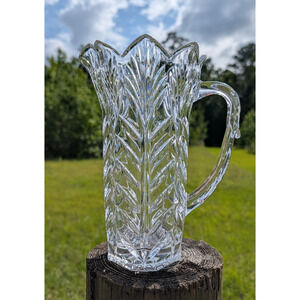 Crystal Clear Industries Portico Design 48 oz Pitcher Cut Glass Scalloped Edge